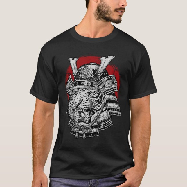 Japanischer Tiger Samurai T-Shirt (Vorderseite)