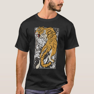 Japanischer Tiger Samurai Warrior Animal Fighting T-Shirt
