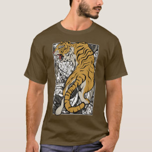 Japanischer Tiger Samurai Warrior Animal Fighting  T-Shirt