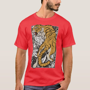 Japanischer Tiger Samurai Warrior Animal Fighting T-Shirt