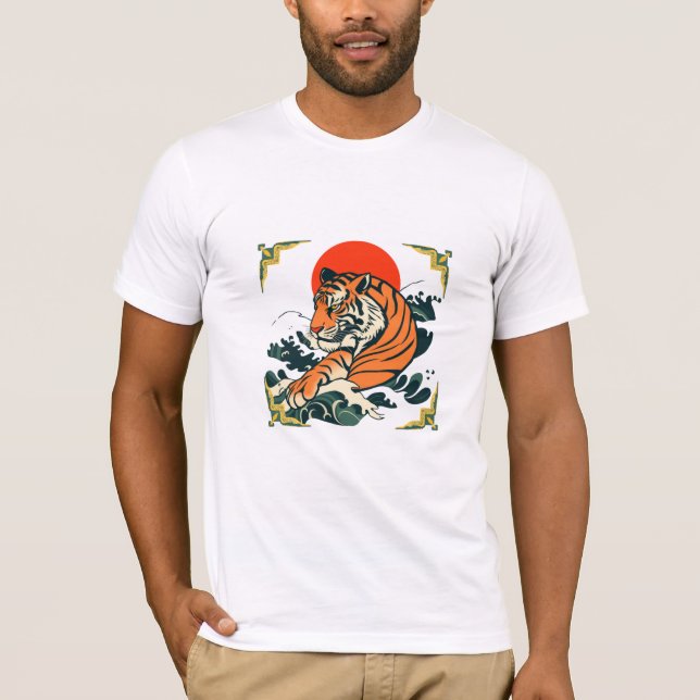 Japanischer Tiger-T - Shirt | Ukiyo-e Samurai Art (Vorderseite)