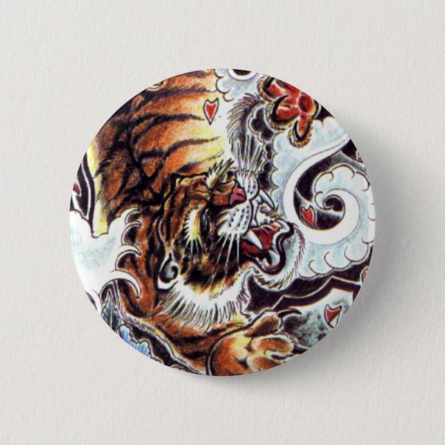 Japanischer Tiger Tattoo Button (Vorderseite)