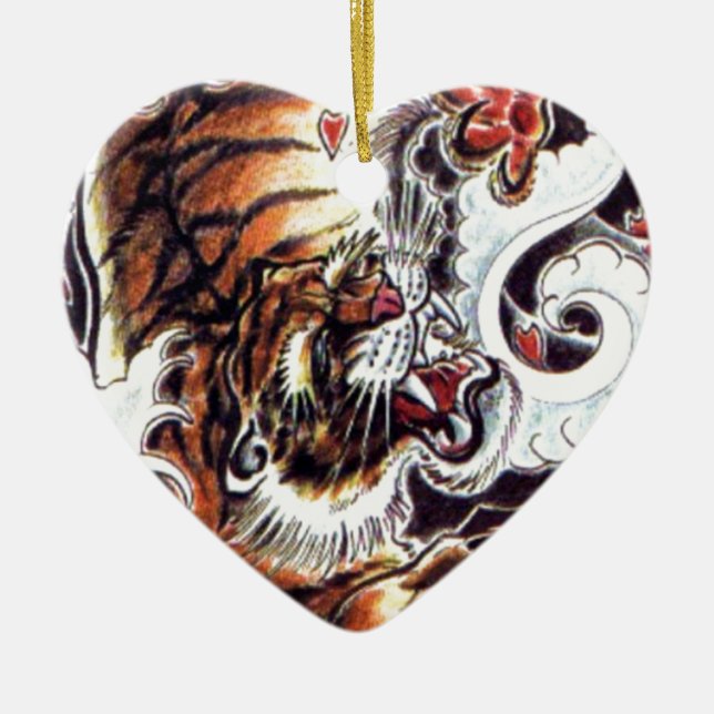 Japanischer Tiger Tattoo Keramikornament (Vorne)