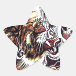 Japanischer Tiger Tattoo Stern-Aufkleber