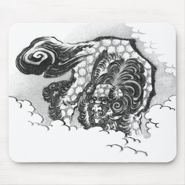 Japanischer Tinte Shishi Wächter-Löwe durch Mousepad (Vorne)