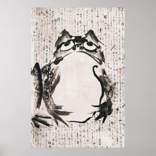 Japanischer Tusche-Frosch-Wandkunst-Druck, Zen-Kal Poster