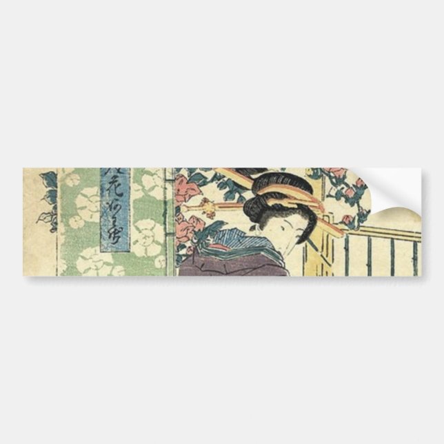 japanischer ukiyo-e-garten traditioneller kimono g autoaufkleber (Vorne)