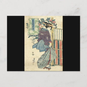 japanischer ukiyo-e-garten traditioneller kimono g postkarte