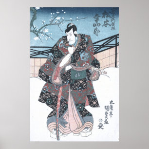 Japanischer Ukiyo-e Winter Kabuki Schauspieler von Poster
