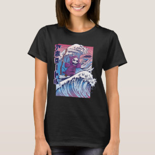 Japanischer Vaporwave Sensenmann Vintage Surfbrett T-Shirt