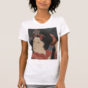 Japanischer Vintage-Holzschnitt Mädchen Oshichi T-Shirt