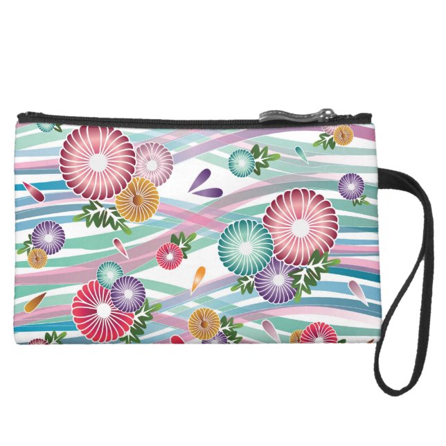 Japanischer VolksmusterWristlet Velour Wristlet Geldbörse (Vorderseite)