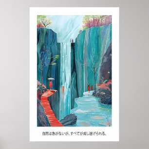 Japanischer Wasserfall-Kunstprint Zen-Garten-Lands Poster