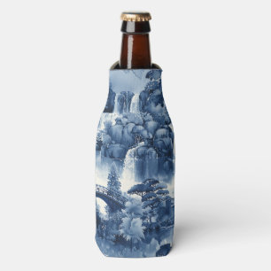 Japanischer Wassergarten in einem blauen weißen Po Flaschenkühler
