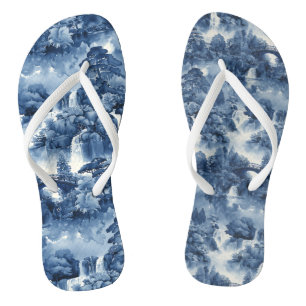 Japanischer Wassergarten in einem blauen weißen Po Flip Flops