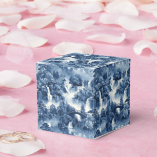 Japanischer Wassergarten in einem blauen weißen Po Geschenkschachtel