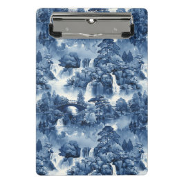 Japanischer Wassergarten in einem blauen weißen Po Mini Klemmbrett