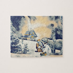 Japanischer Wave Artwork Santa Claus Polar Bär Puzzle