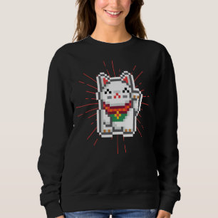 Japanischer Wellenarm Lucky Cat Pixels ästhetisch  Sweatshirt