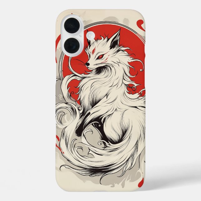 Japanischer White Kitsune Fuchs Case-Mate iPhone Hülle (Rückseite)