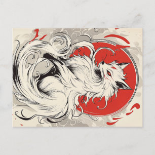 Japanischer White Kitsune Fuchs Postkarte