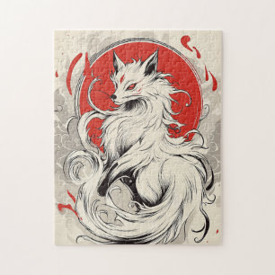 Japanischer White Kitsune Fuchs Puzzle