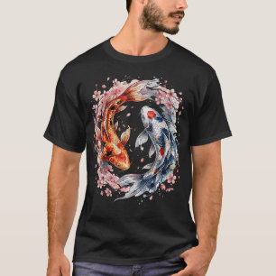 Japanischer Yin Yang Koi Fisch Sakura T-Shirt