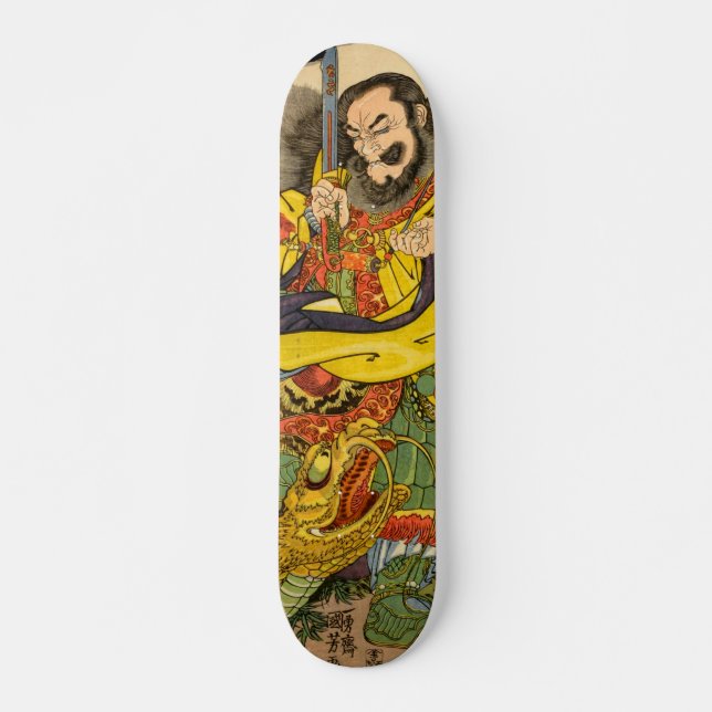 Japanischer Zauberer, der einen Sturmdrachen herau Skateboard (Vorne)