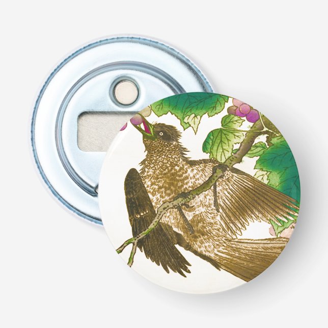 Japanischer Zeichn von Jay auf einem Weinstock Flaschenöffner (Vorderseite)