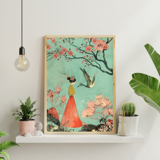 Japanisches Abstrakt Geometrisches Poster (Matte) 