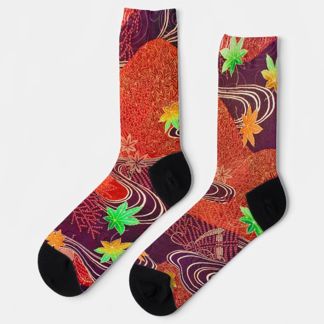 Japanisches Ahornblatt-Design Socken (Linkes Detail)