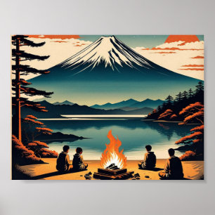 Japanisches AI Mt Fuji Camping Poster