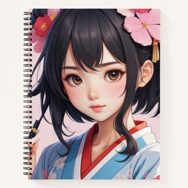 Japanisches Anime Girl Spiral Notebook Notizbuch (Vorderseite)
