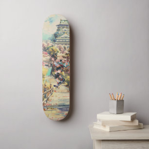 Japanisches Anime-Mädchen Japan Kirschblüte Skateboard