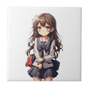 Japanisches Anime School Girl Fliese