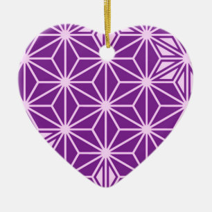 Japanisches Asanoha-Muster - Amethyst lila Keramik Ornament