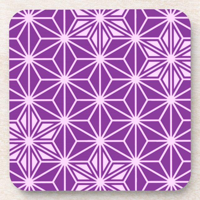 Japanisches Asanoha-Muster - Amethyst lila Untersetzer (Vorderseite)