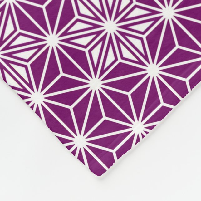 Japanisches Asanoha-Muster - Auberginen-lila Fleecedecke (Ecke)