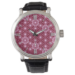 Japanisches Asanoha-Muster - Bordeaux Armbanduhr
