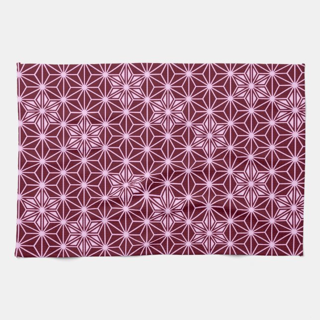 Japanisches Asanoha-Muster - Bordeaux Handtuch (Horizontal)