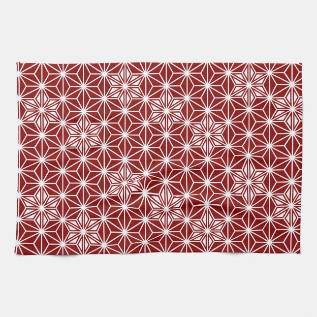 Japanisches Asanoha-Muster - dunkelrot Handtuch (Horizontal)