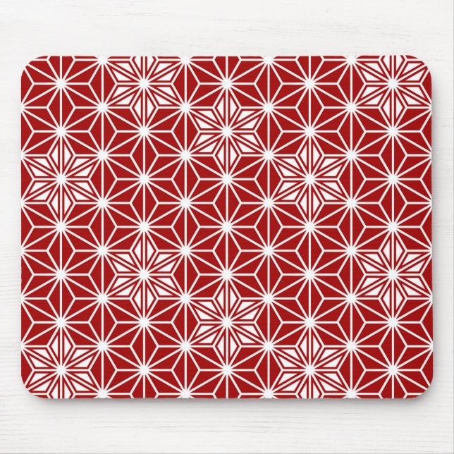 Japanisches Asanoha-Muster - dunkelrot Mousepad (Vorne)