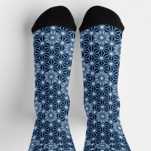 Japanisches Asanoha-Muster, Indigoblau Socken