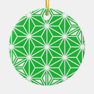 Japanisches Asanoha-Muster - Jadegrün Keramikornament