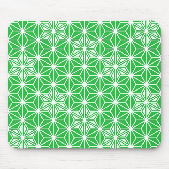 Japanisches Asanoha-Muster - Jadegrün Mousepad (Vorne)