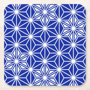 Japanisches Asanoha-Muster - Kobaltblau Rechteckiger Pappuntersetzer