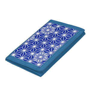 Japanisches Asanoha-Muster - Kobaltblau Tri-fold Geldbeutel