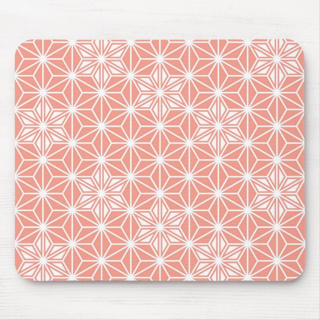 Japanisches Asanoha-Muster - Korallenrosa Mousepad (Vorne)