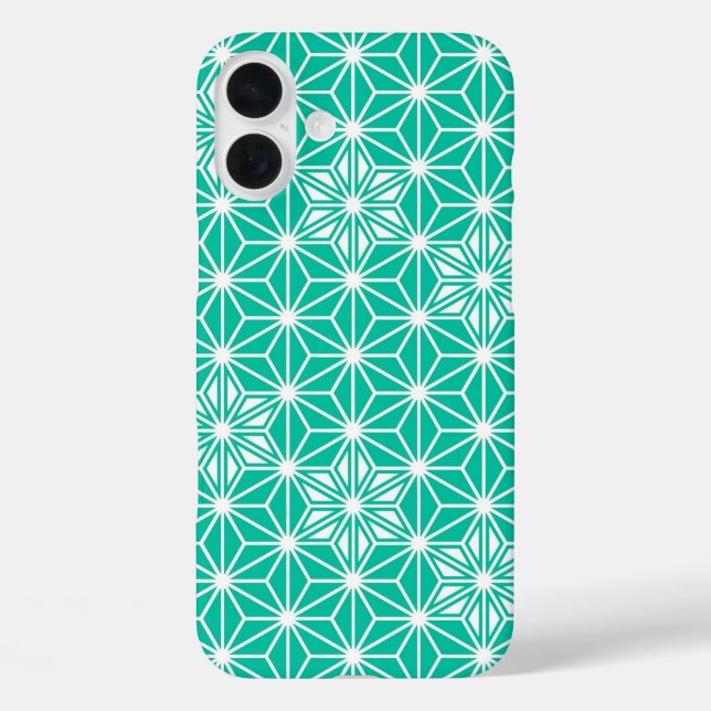 Japanisches Asanoha-Muster - pfauenblau Case-Mate iPhone Hülle (Rückseite)