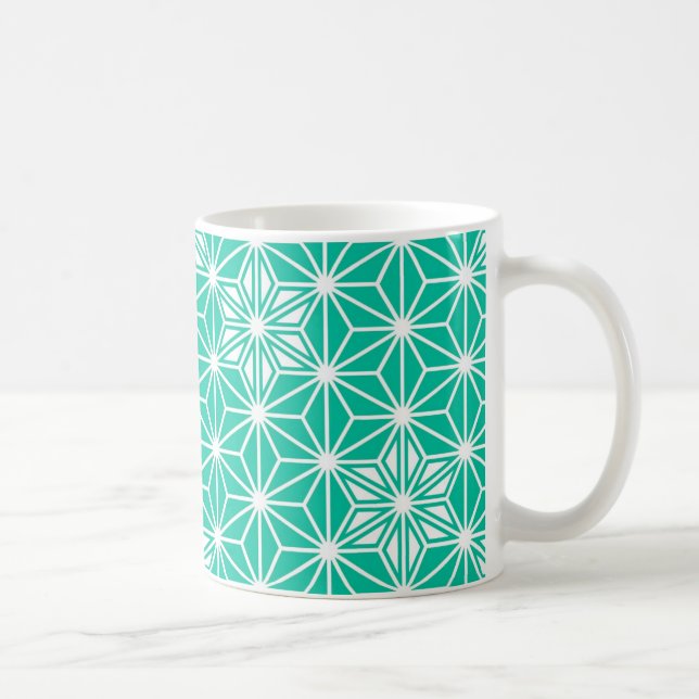 Japanisches Asanoha-Muster - pfauenblau Kaffeetasse (Rechts)
